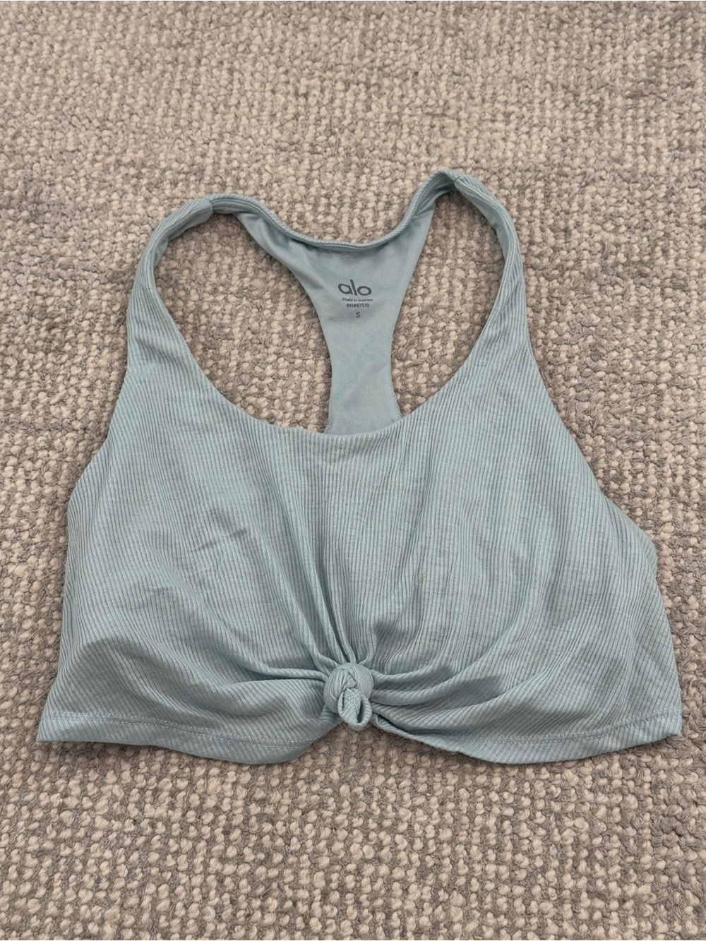 ALO Yoga Ribbed Knot-Front Racerback Sports Bra
